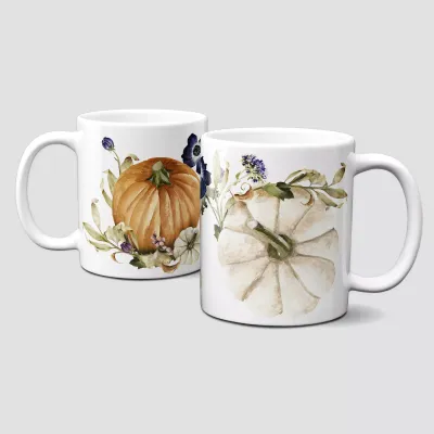 Tasse mit schönen Herbstmotiven - Blätter Kürbis Goldener Herbst