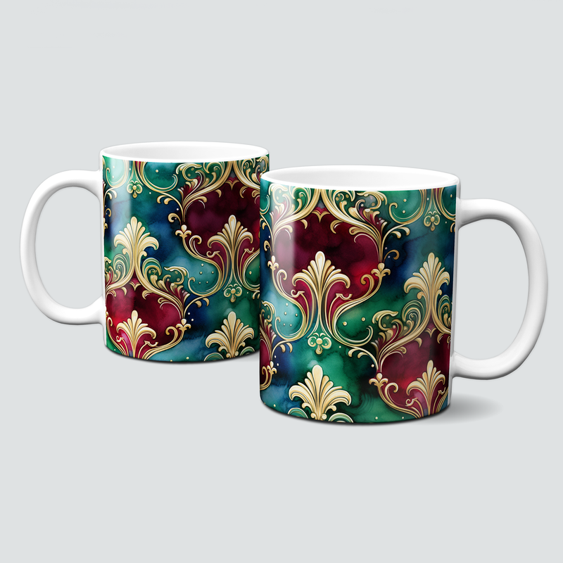 Tasse Victorian Home - Ornamente - Muster-Grün-Rot-Blau