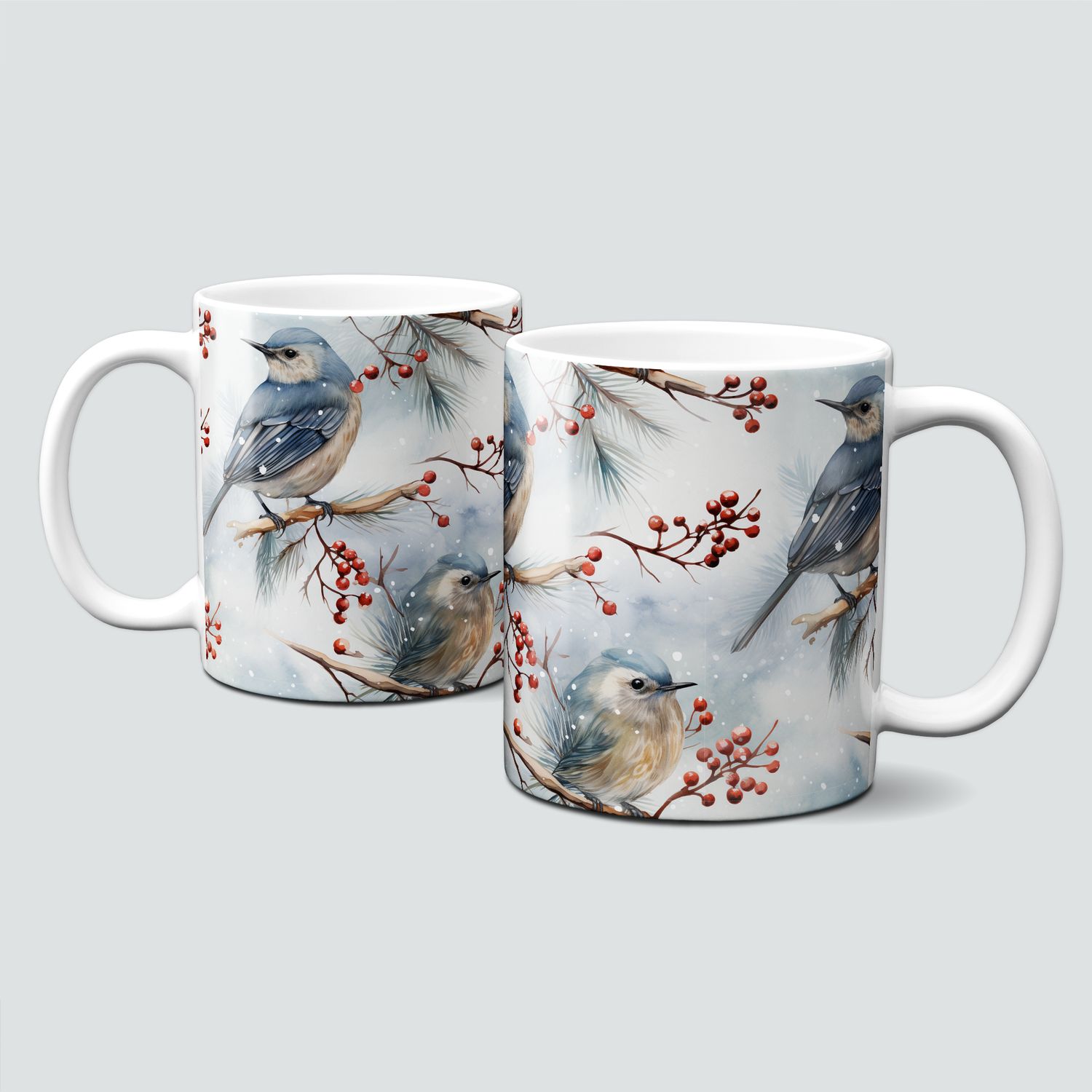oh-cuptastic Tasse,  Weihnachten-Advent-Tiere-Vogel-Ast-Beeren-Winter