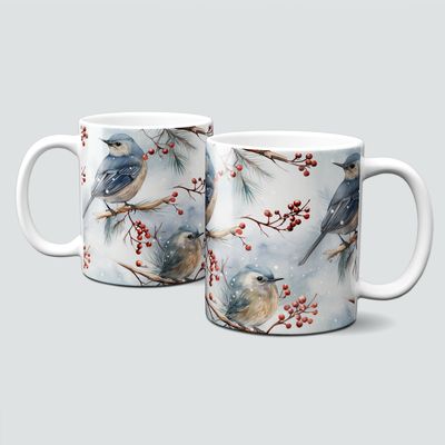 oh-cuptastic Tasse,  Weihnachten-Advent-Tiere-Vogel-Ast-Beeren-Winter