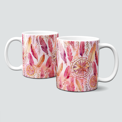 oh-cuptastic Tasse, Boho Dreamcatcher-Federn-Traumfänger-Gelb-Orange
