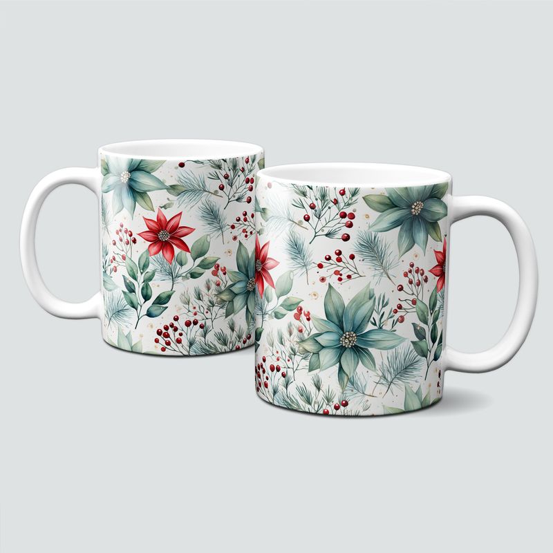 oh-cuptastic Tasse,  Weihnachten-Adventgesteck-Zweige-Blüten-Stern-Nutcracker