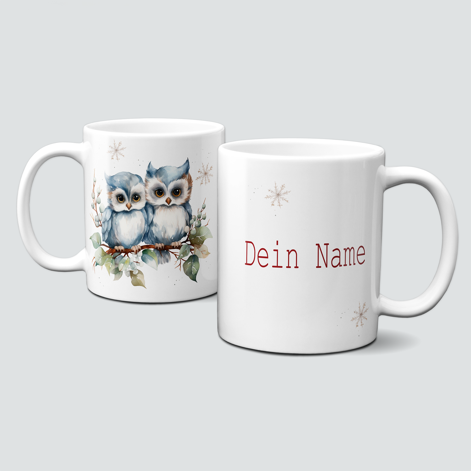 personalisierte Tasse mit Winter-Cute Animal-Tiere-Eule-