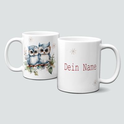 personalisierte Tasse mit Winter-Cute Animal-Tiere-Eule-