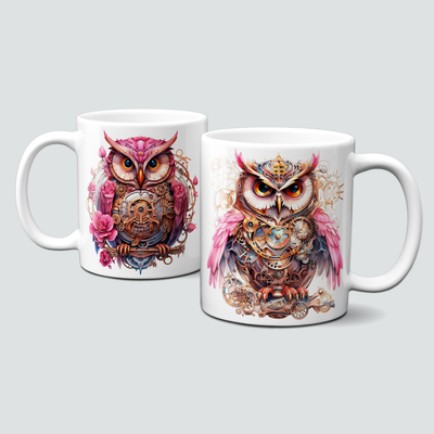 oh-cuptastic-Tasse - Pinksteampunk-Eule-Zahnrad-Mechanik-Pink