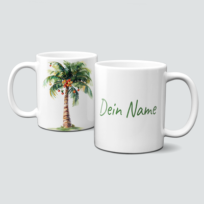oh-cuptastic Tasse, Weihnachten-Weihnachtspalme-Pflanze-mit gelb/orangen Kugeln-Palme-Personalisierbar