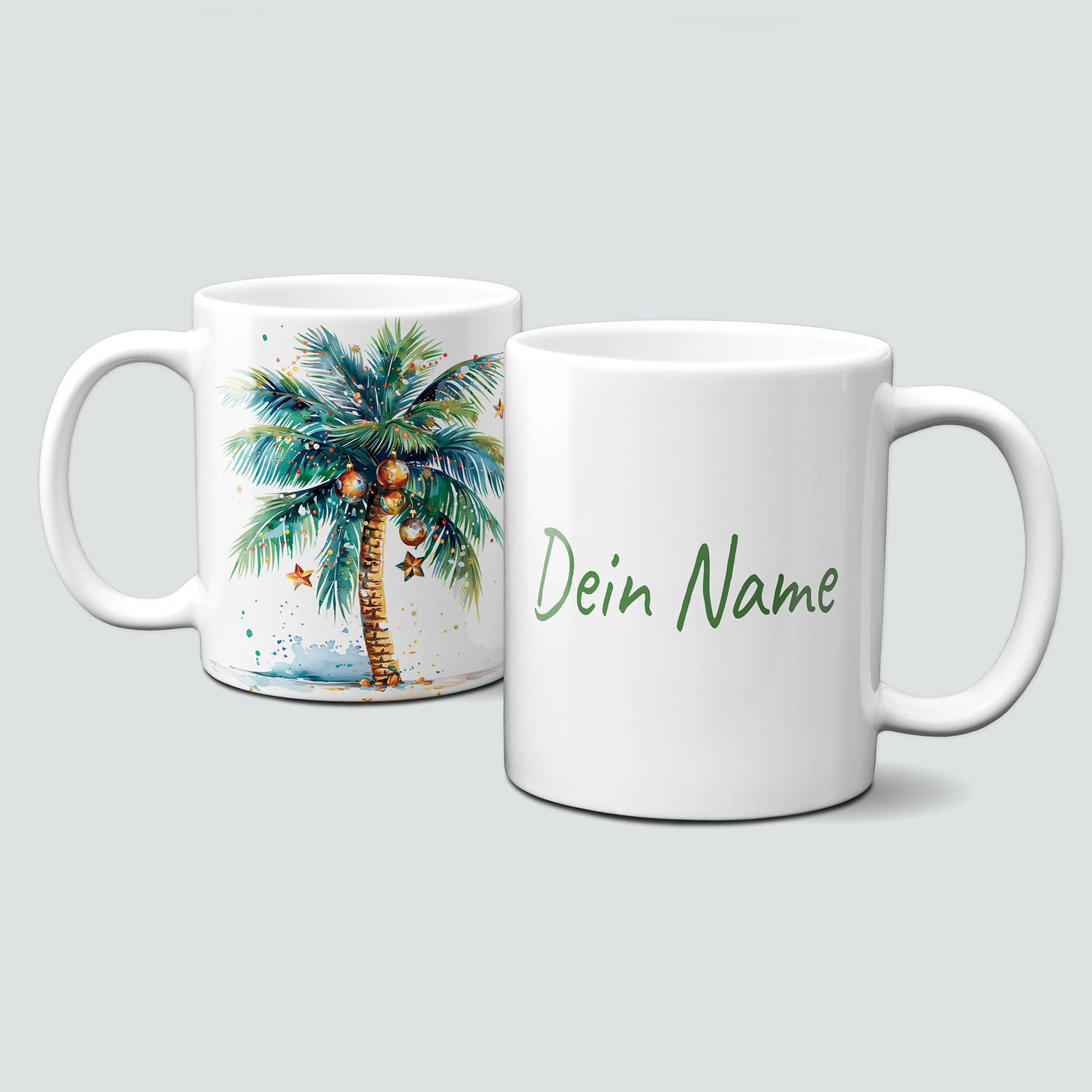 oh-cuptastic Tasse, Weihnachten-Weihnachtspalme-Pflanze-mit orangen Kugeln-Palme-Personalisierbar oh-cuptastic Tasse, Weihnachten-Weihnachtspalme-Pflanze-mit orangen Kugeln-Palme-Personalisierbar