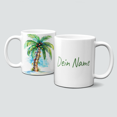 oh-cuptastic Tasse, Weihnachten-Weihnachtspalme-Pflanze-Lichterkette-Palme-Personalisierbar