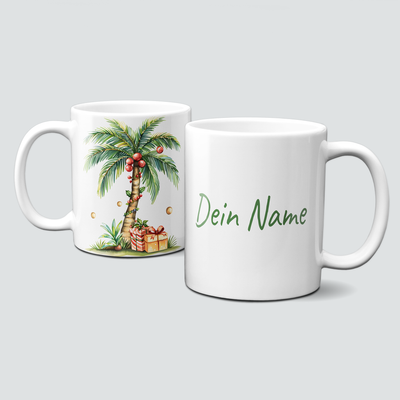 oh-cuptastic Tasse, Weihnachten-Weihnachtspalme-Pflanze-Lichterkette-Geschenke-Personalisierbar oh-cuptastic Tasse, Weihnachten-Weihnachtspalme-Pflanze-Lichterkette-Geschenke-Personalisierbar