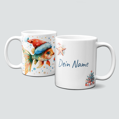 oh-cuptastic Tasse, Weihnachten-Fisch-Unterwasser-Personalisierbar oh-cuptastic Tasse, Weihnachten-Fisch-Unterwasser-Personalisierbar