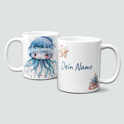 oh-cuptastic Tasse, Weihnachten-Qualle-Unterwasser-Personalisierbar oh-cuptastic Tasse, Weihnachten-Qualle-Unterwasser-Personalisierbar
