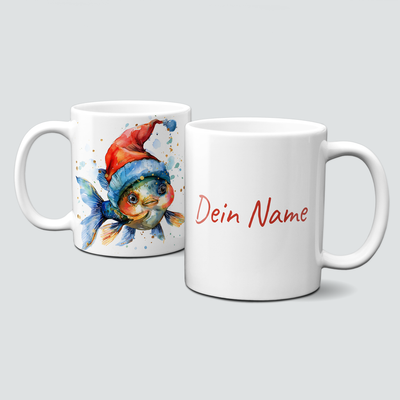 oh-cuptastic Tasse, Weihnachten-Fisch-Unterwasser-Personalisierbar oh-cuptastic Tasse, Weihnachten-Fisch-Unterwasser-Personalisierbar