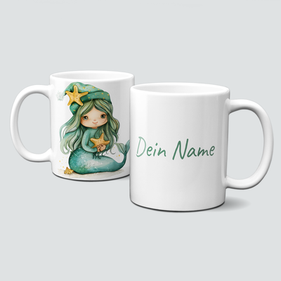 oh-cuptastic Tasse, Weihnachten-Meerjungfrau-Unterwasser-Personalisierbar oh-cuptastic Tasse, Weihnachten-Meerjungfrau-Unterwasser-Personalisierbar