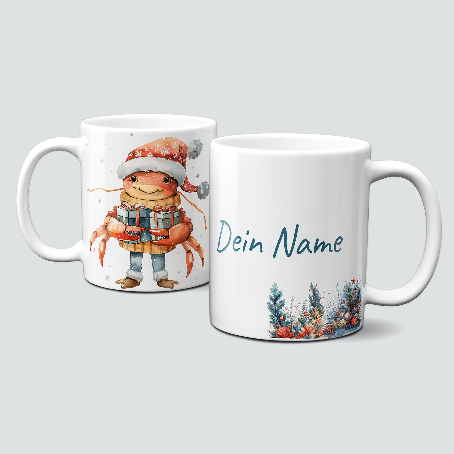 oh-cuptastic Tasse, Weihnachten-Krabbe-Unterwasser-Personalisierbar oh-cuptastic Tasse, Weihnachten-Krabbe-Unterwasser-Personalisierbar