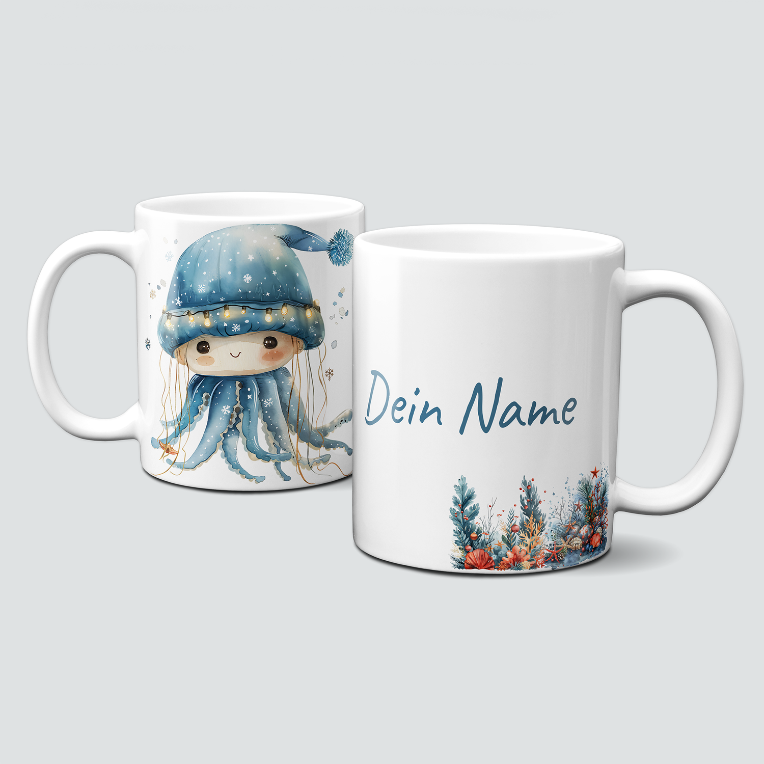 oh-cuptastic Tasse, Weihnachten-Qualle-Unterwasser-Personalisierbar