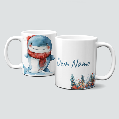 oh-cuptastic Tasse, Weihnachten-Wal-Unterwasser-Personalisierbar oh-cuptastic Tasse, Weihnachten-Wal-Unterwasser-Personalisierbar