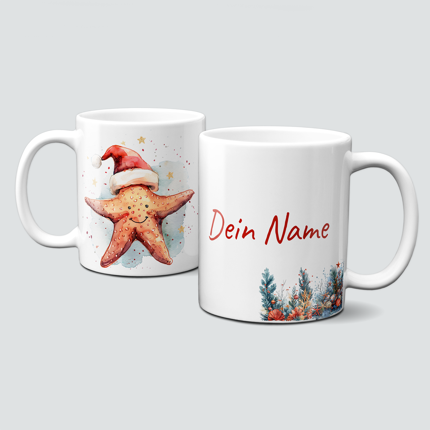 oh-cuptastic Tasse, Weihnachten-Seestern-Unterwasser-Personalisierbar oh-cuptastic Tasse, Weihnachten-Seestern-Unterwasser-Personalisierbar