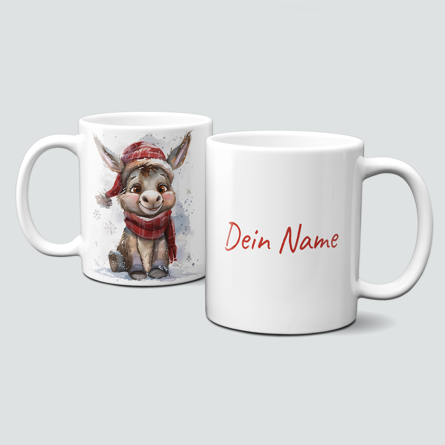 oh-cuptastic Tasse, Weihnachten-Esel mit Haube & Schal-Donkey-Tiermotiv-Personalisierbar oh-cuptastic Tasse, Weihnachten-Esel mit Haube & Schal-Donkey-Tiermotiv-Personalisierbar