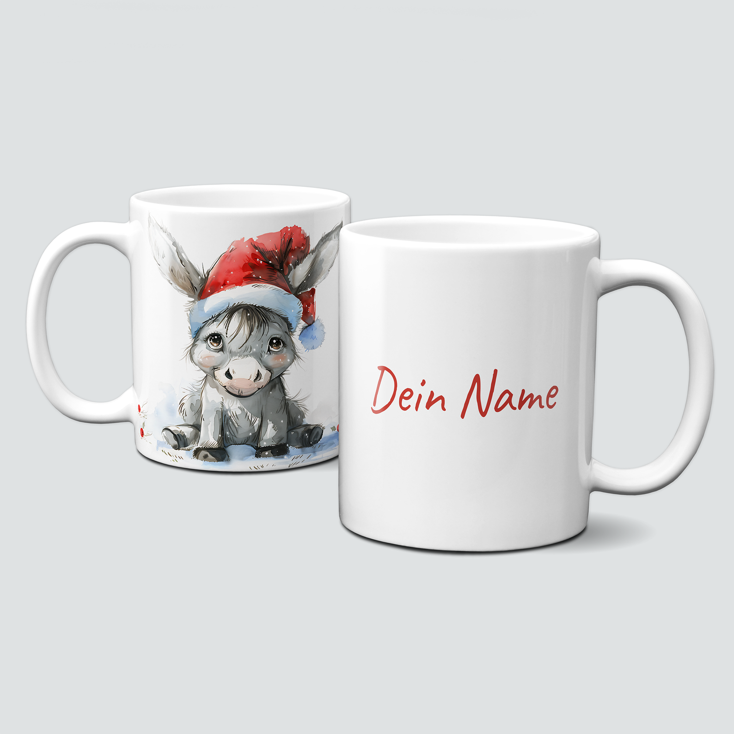 oh-cuptastic Tasse,  Weihnachten-Esel mit Weihnachtsmütze-Donkey-Tiermotiv-Personalisierbar