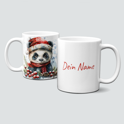 oh-cuptastic Tasse, Weihnachten-PandabÀr-Panda mit Zweigen-Tiermotiv-Personalisierbar oh-cuptastic Tasse, Weihnachten-PandabÀr-Panda mit Zweigen-Tiermotiv-Personalisierbar