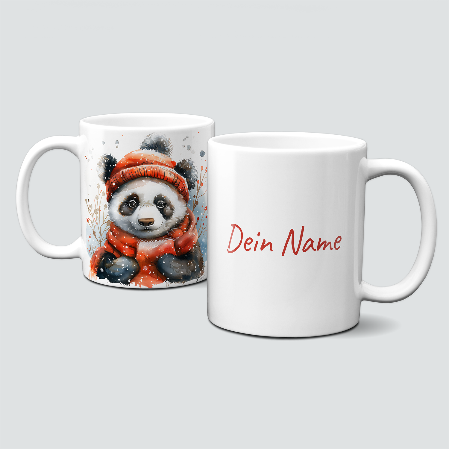 oh-cuptastic Tasse, Weihnachten-Pandabär-Panda mit Haube-Tiermotiv-Personalisierbar oh-cuptastic Tasse, Weihnachten-Pandabär-Panda mit Haube-Tiermotiv-Personalisierbar