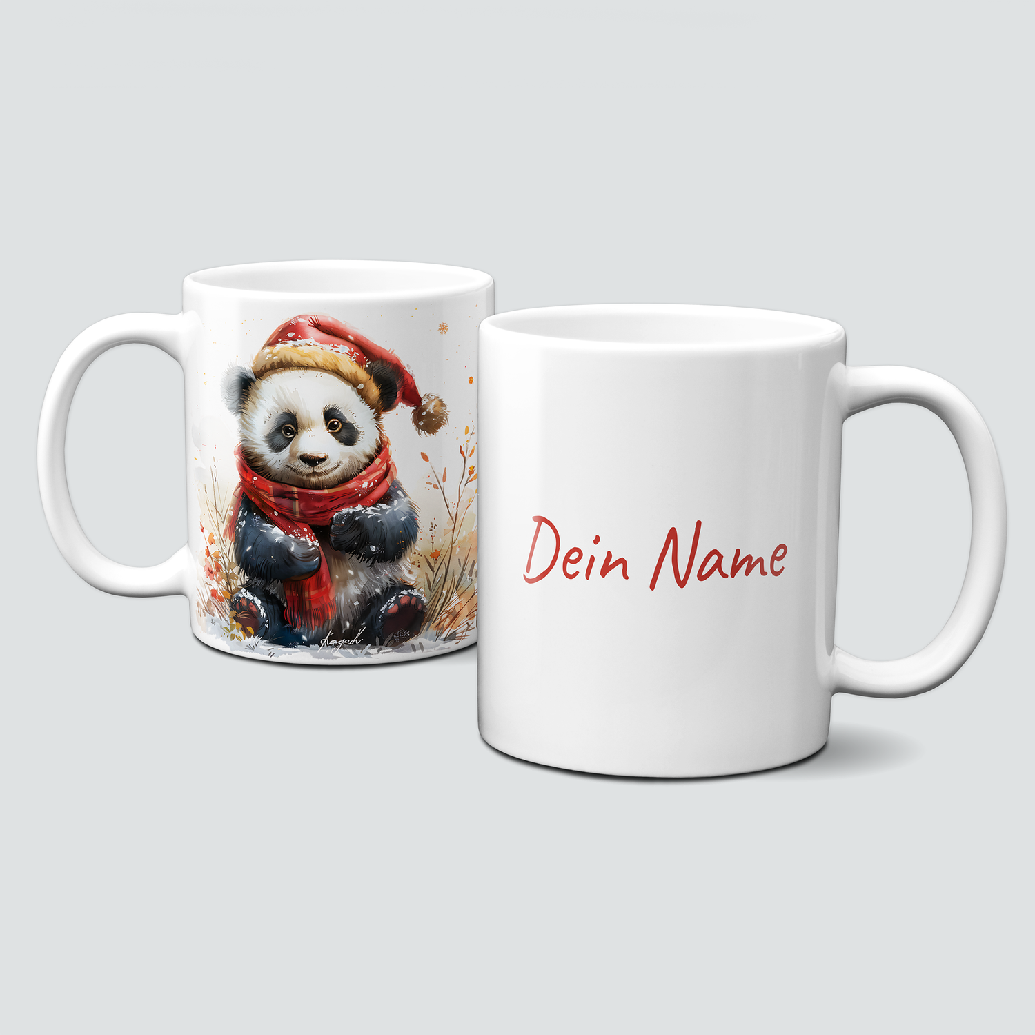 oh-cuptastic Tasse, Weihnachten-PandabĂ€r-Panda mit ZipfelmĂŒtze-Tiermotiv-Personalisierbar oh-cuptastic Tasse, Weihnachten-PandabĂ€r-Panda mit ZipfelmĂŒtze-Tiermotiv-Personalisierbar