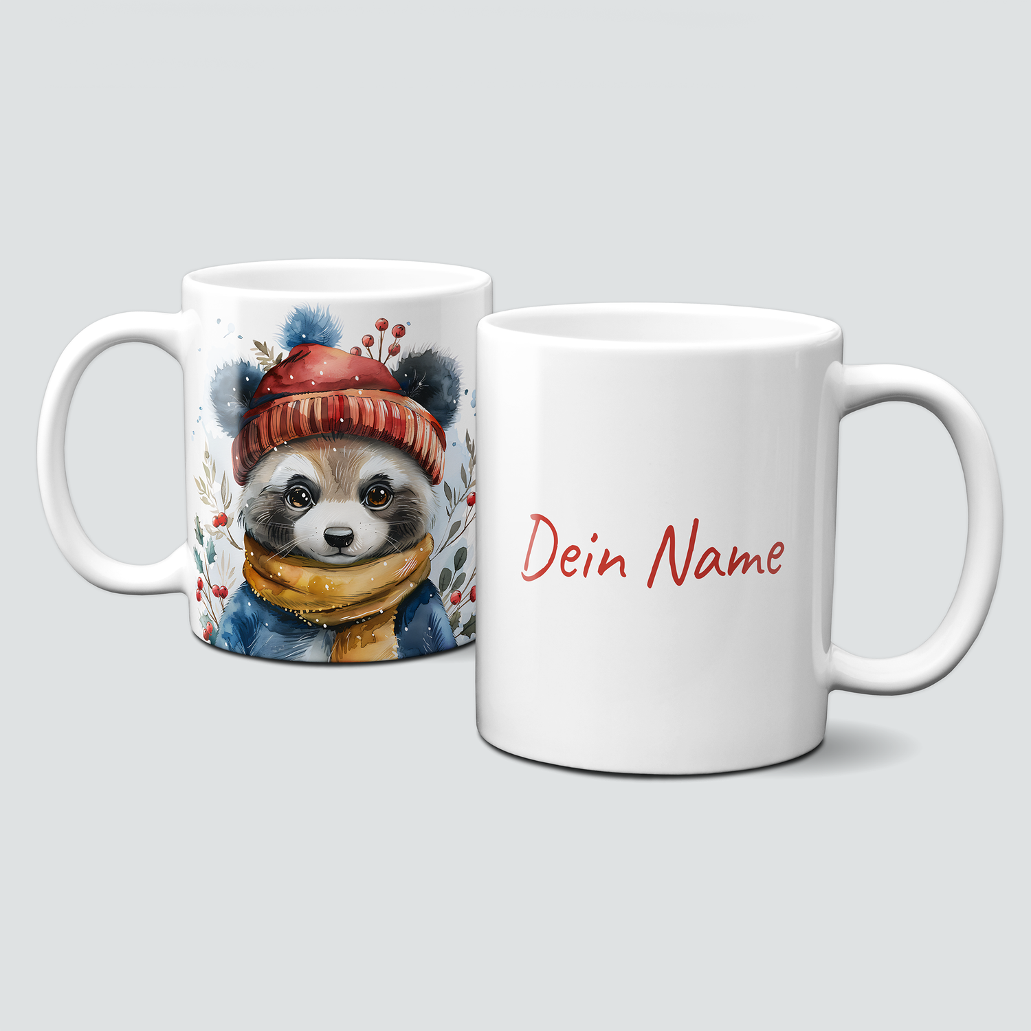 oh-cuptastic Tasse, Weihnachten-PandabÀr-Panda mit Haube-Tiermotiv-Personalisierbar oh-cuptastic Tasse, Weihnachten-PandabÀr-Panda mit Haube-Tiermotiv-Personalisierbar