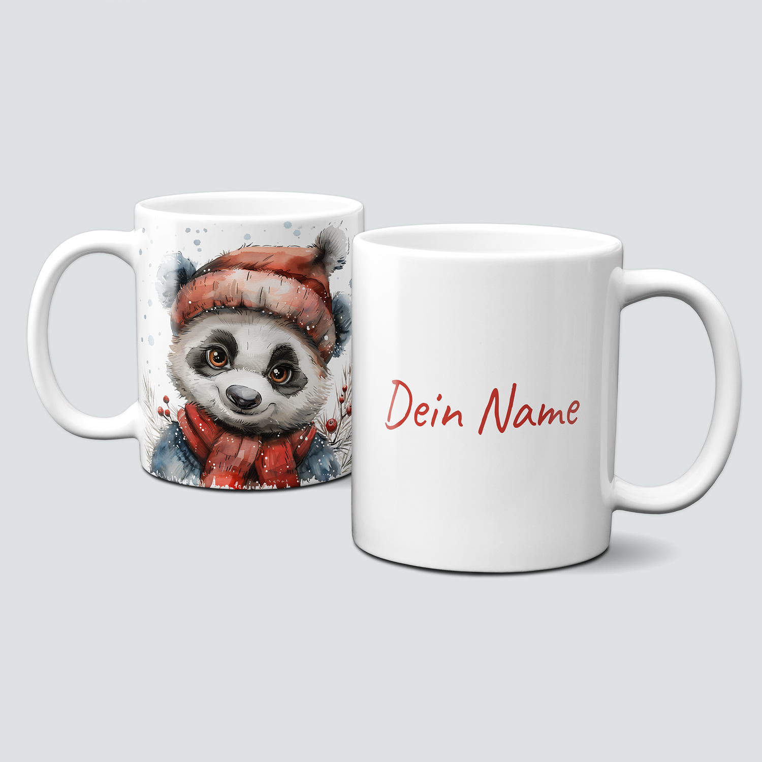 oh-cuptastic Tasse, Weihnachten-PandabÀr-Panda mit Haube & Schal-Tiermotiv-Personalisierbar oh-cuptastic Tasse, Weihnachten-PandabÀr-Panda mit Haube & Schal-Tiermotiv-Personalisierbar