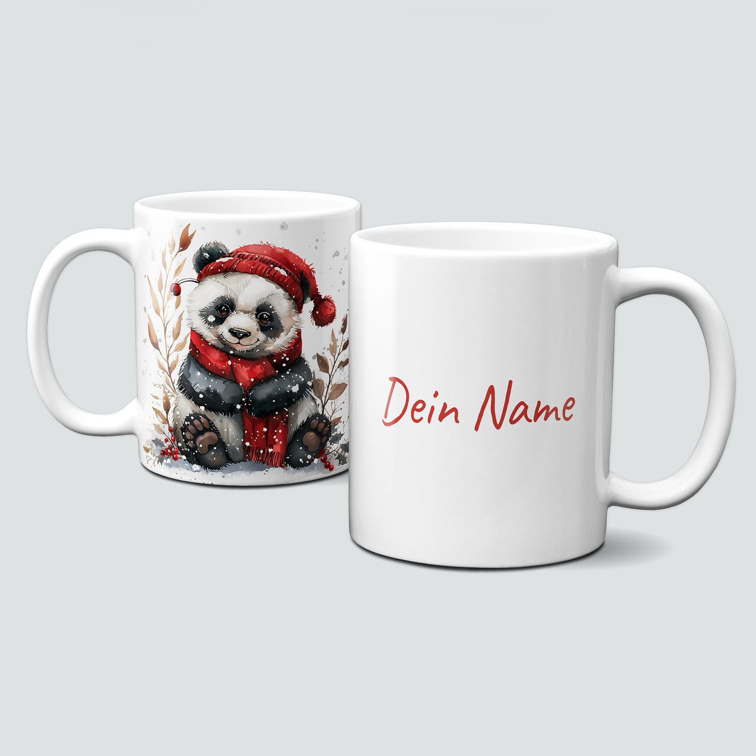 oh-cuptastic Tasse, Weihnachten-PandabÀr-Panda mit Haube & Schal-Tiermotiv-Personalisierbar oh-cuptastic Tasse, Weihnachten-PandabÀr-Panda mit Haube & Schal-Tiermotiv-Personalisierbar
