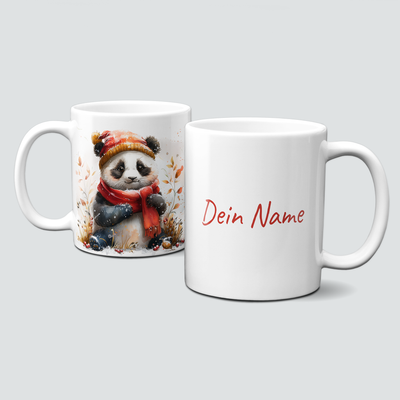 oh-cuptastic Tasse, Weihnachten-PandabÀr-Panda mit Haube & Schal-Tiermotiv-Personalisierbar oh-cuptastic Tasse, Weihnachten-PandabÀr-Panda mit Haube & Schal-Tiermotiv-Personalisierbar