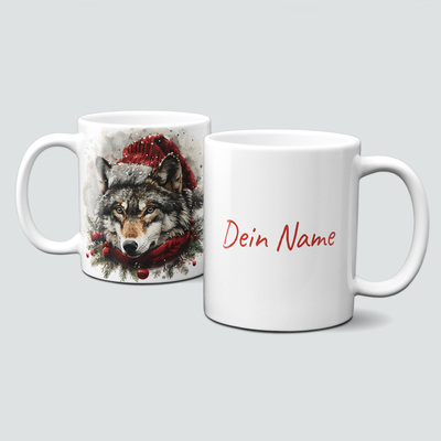oh-cuptastic Tasse, Weihnachten-Wolf-WeihnachtsmĂŒtze-Tiermotiv-Personalisierbar oh-cuptastic Tasse, Weihnachten-Wolf-WeihnachtsmĂŒtze-Tiermotiv-Personalisierbar