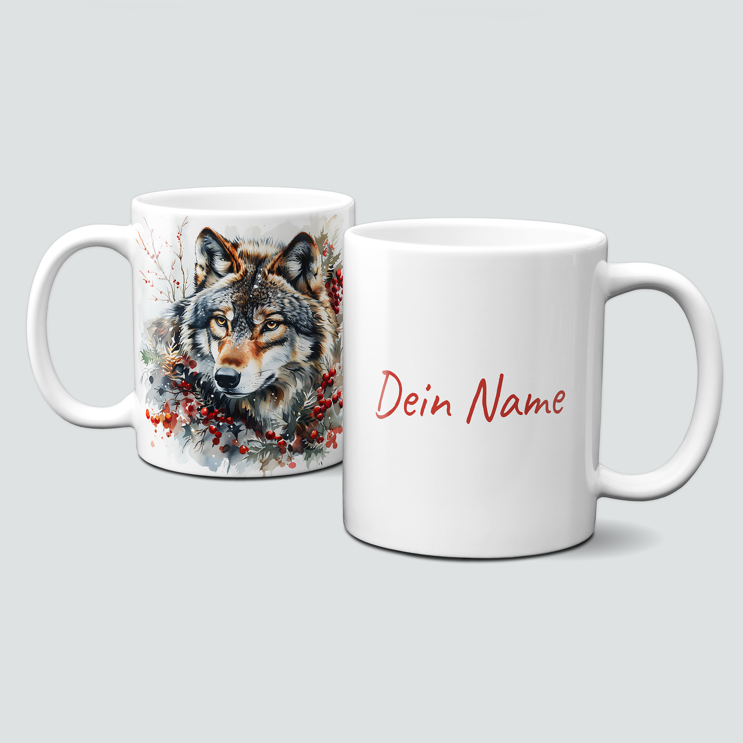 oh-cuptastic Tasse,  Weihnachten-Wolf-Tiermotiv-Personalisierbar