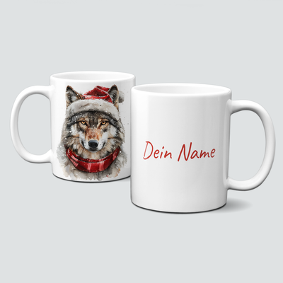 oh-cuptastic Tasse, Weihnachten-Wolf-Tiermotiv-Personalisierbar oh-cuptastic Tasse, Weihnachten-Wolf-Tiermotiv-Personalisierbar