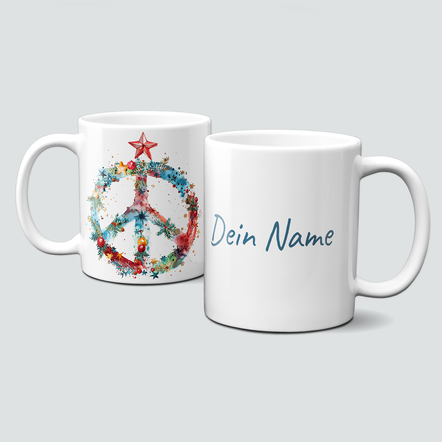 oh-cuptastic Tasse,  Weihnachten-PeaceSign-Peace-Symbol-bunt-Personalisierbar