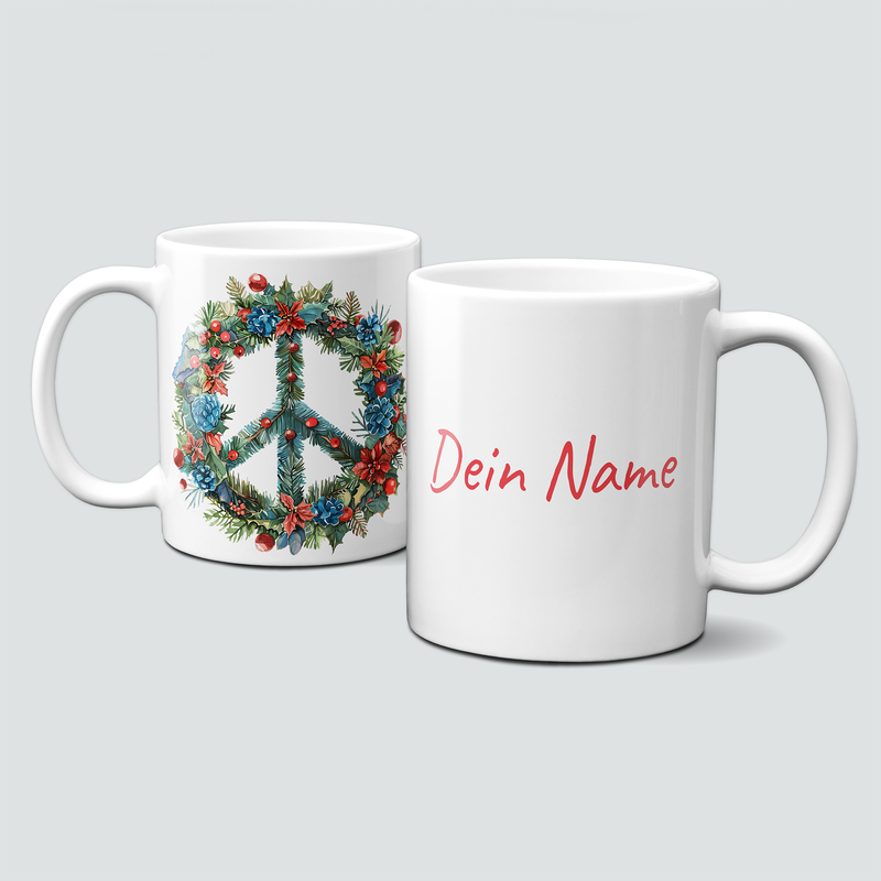 oh-cuptastic Tasse,  Weihnachten-PeaceSign-Peace-Symbol-Personalisierbar