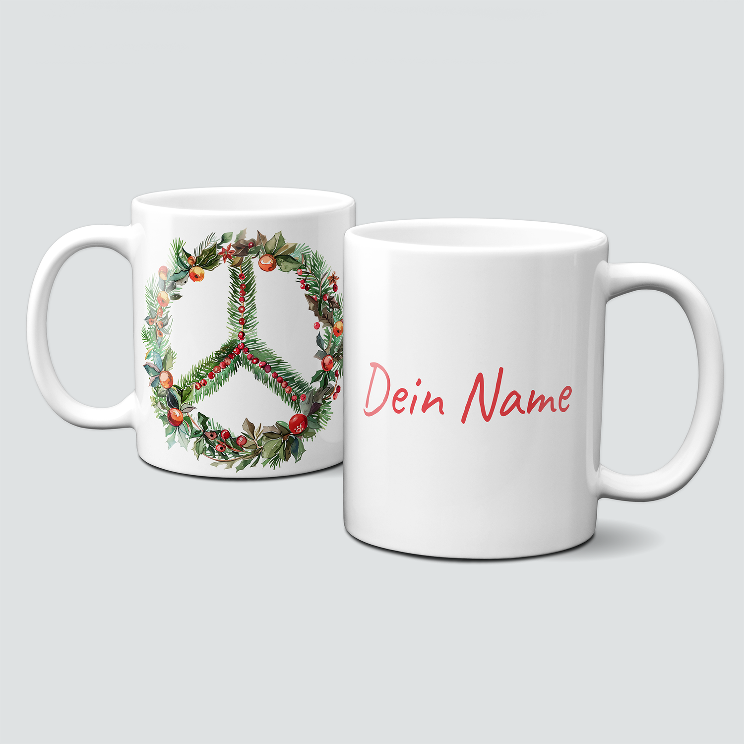 oh-cuptastic Tasse,  Weihnachten-PeaceSign-Peace-grün-rot-Symbol-Personalisierbar