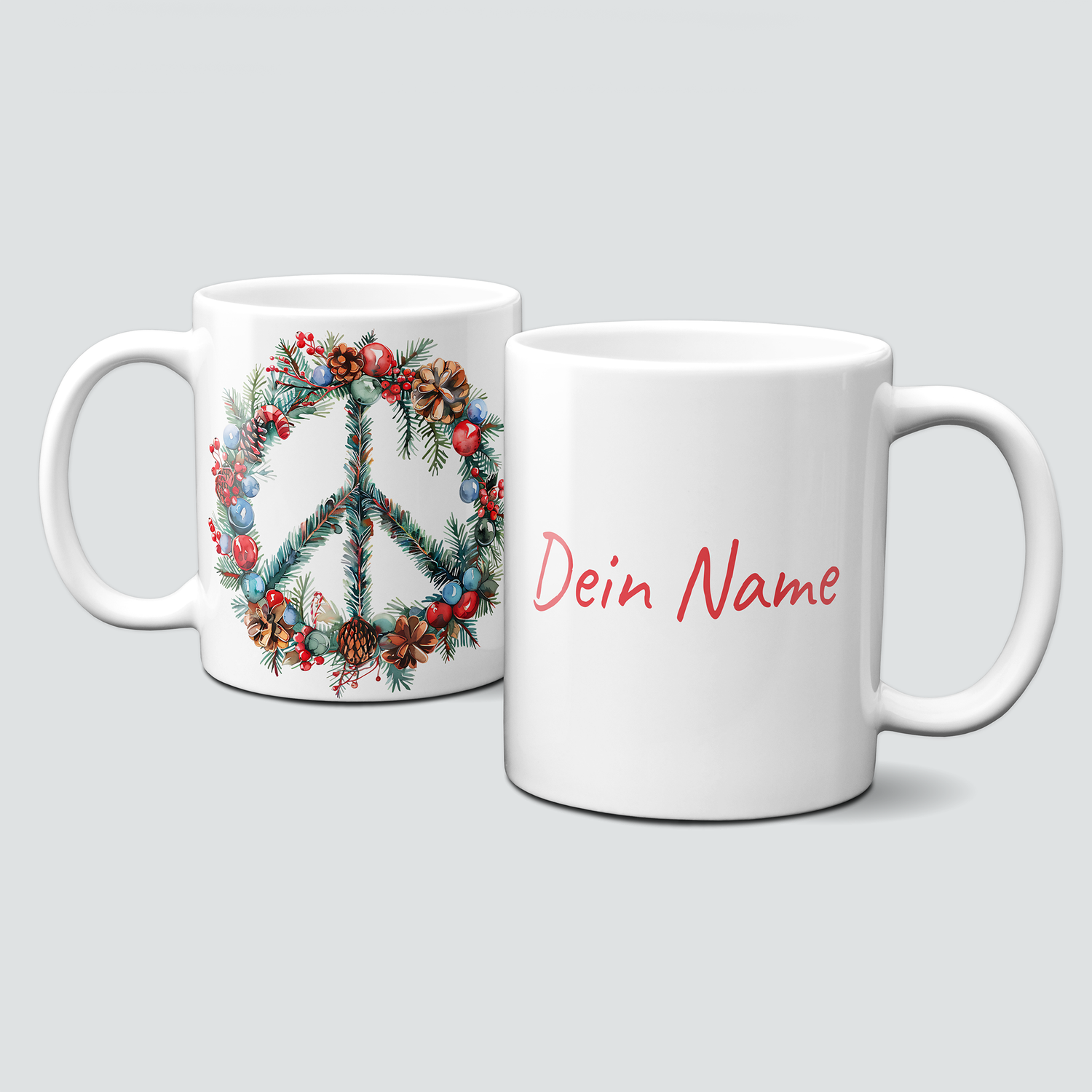 oh-cuptastic Tasse,  Weihnachten-PeaceSign-Peace-rot-Symbol-Personalisierbar