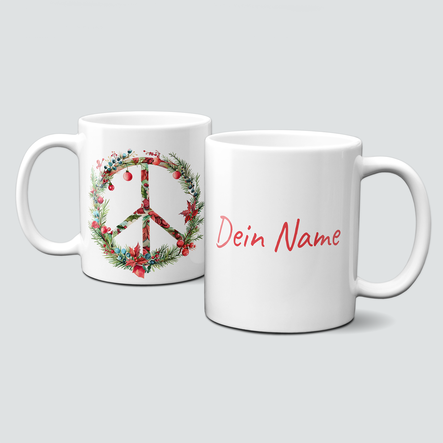 oh-cuptastic Tasse,  Weihnachten-PeaceSign-Peace-grün-rot-Symbol-Personalisierbar