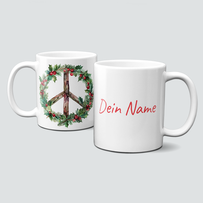 oh-cuptastic Tasse,  Weihnachten-PeaceSign-Peace-Symbol-Personalisierbar