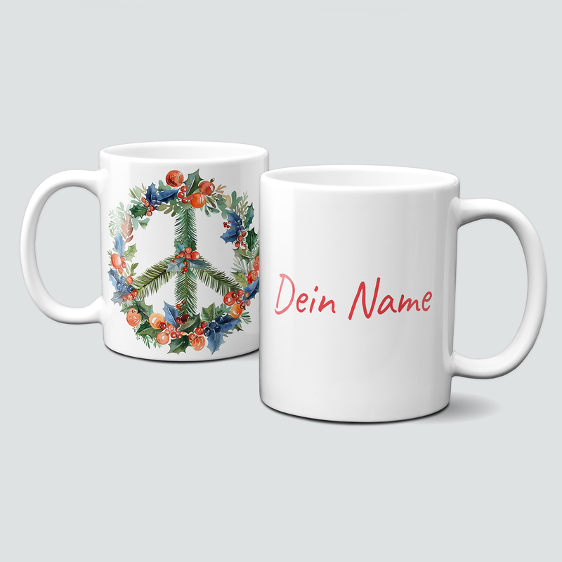 oh-cuptastic Tasse,  Weihnachten-PeaceSign-Peace-Symbol-Personalisierbar