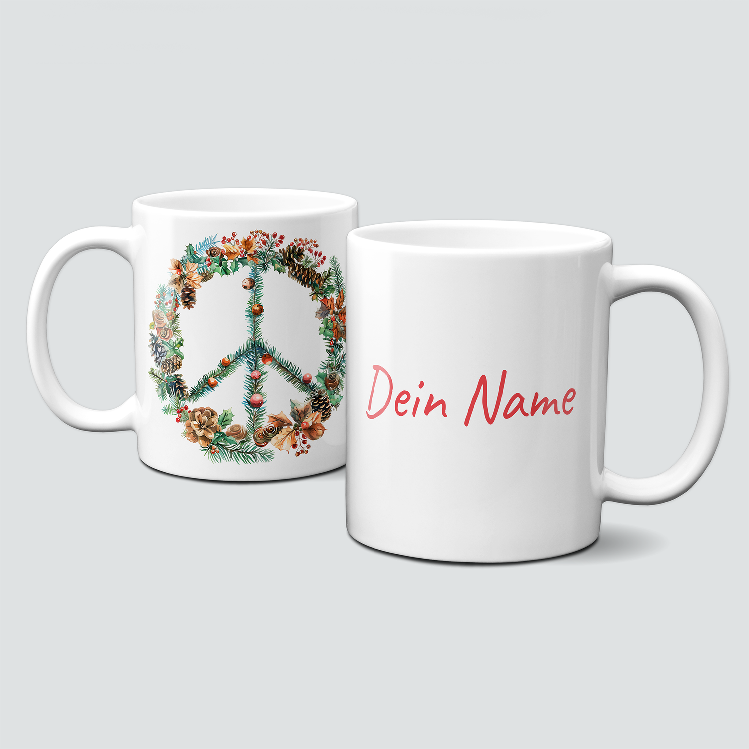 oh-cuptastic Tasse, Weihnachten-PeaceSign-Peace-Tannenzapfen-Symbol-Personalisierbar oh-cuptastic Tasse, Weihnachten-PeaceSign-Peace-Tannenzapfen-Symbol-Personalisierbar