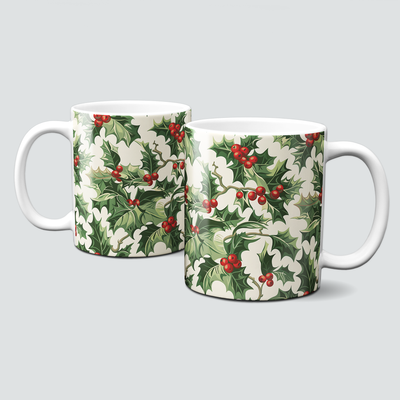 oh-cuptastic Tasse,  Weihnachten-Beeren-Zweige-Blätter-Muster