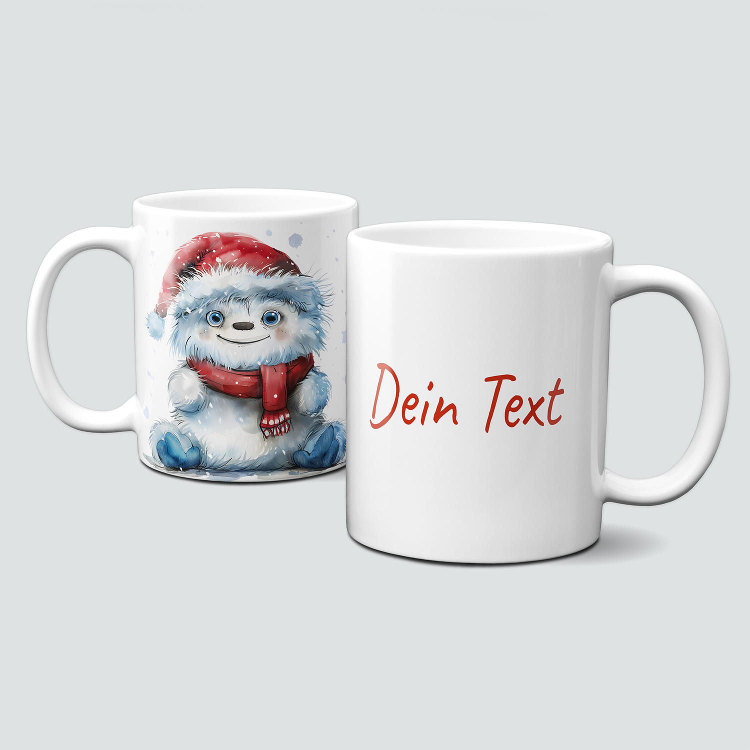 oh-cuptastic Tasse,  Weihnachten-Yeti-Mütze-Schal-Personalisierbar