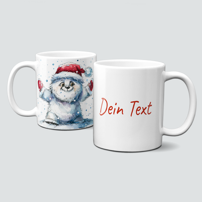 oh-cuptastic Tasse, Weihnachten-Yeti-MĂŒtze-Handschuhe-Personalisierbar oh-cuptastic Tasse, Weihnachten-Yeti-MĂŒtze-Handschuhe-Personalisierbar