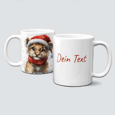 oh-cuptastic Tasse, Weihnachten-Löwe-Weihnachtsmannmütze-Tiermotiv-Personalisierbar oh-cuptastic Tasse, Weihnachten-Löwe-Weihnachtsmannmütze-Tiermotiv-Personalisierbar