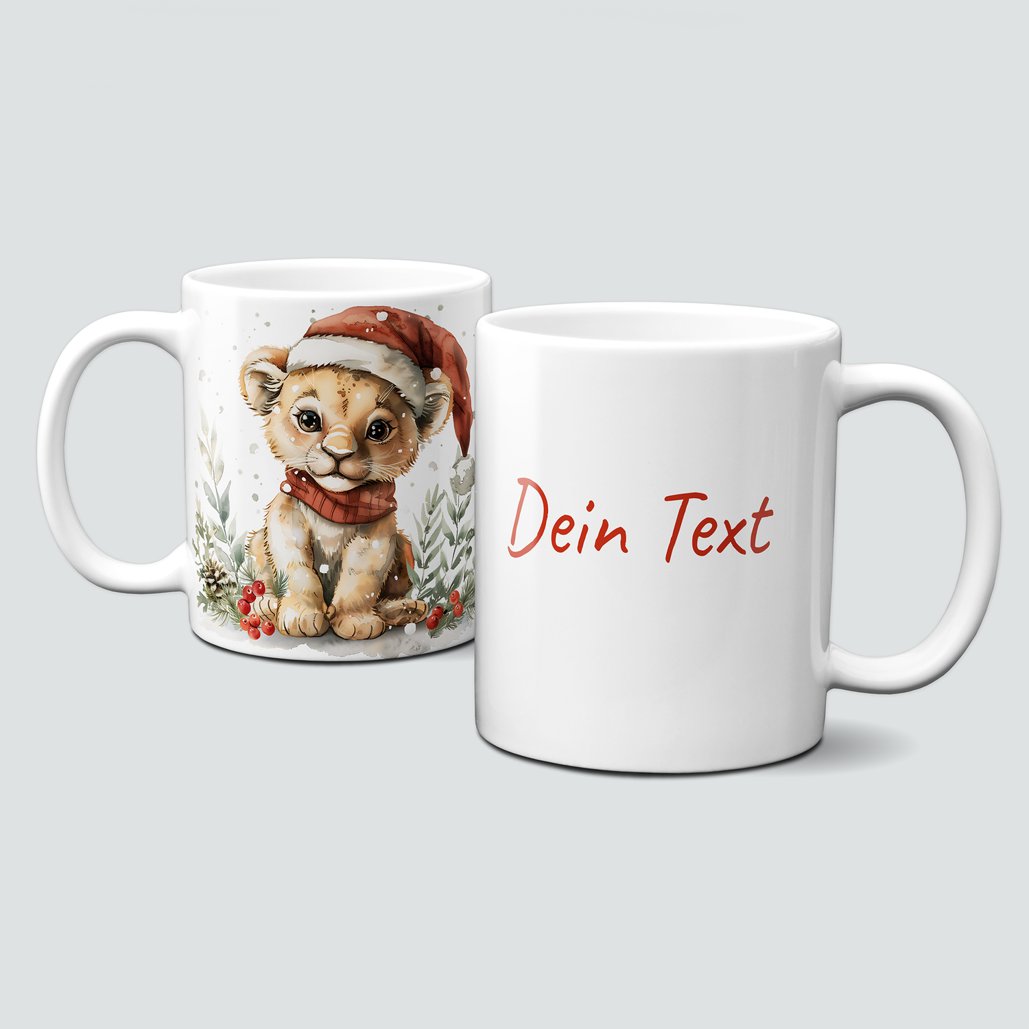 oh-cuptastic Tasse, Weihnachten-Löwe-WeihnachtsmannmĂŒtze-Tiermotiv-Personalisierbar oh-cuptastic Tasse, Weihnachten-Löwe-WeihnachtsmannmĂŒtze-Tiermotiv-Personalisierbar