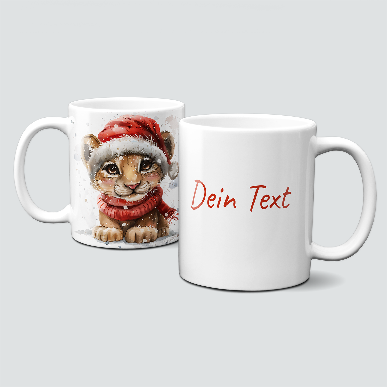 oh-cuptastic Tasse, Weihnachten-Löwe-WeihnachtsmannmĂŒtze-Tiermotiv-Personalisierbar oh-cuptastic Tasse, Weihnachten-Löwe-WeihnachtsmannmĂŒtze-Tiermotiv-Personalisierbar