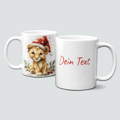 oh-cuptastic Tasse, Weihnachten-Löwe-MĂŒtze-Zweige-Tiermotiv-Personalisierbar oh-cuptastic Tasse, Weihnachten-Löwe-MĂŒtze-Zweige-Tiermotiv-Personalisierbar