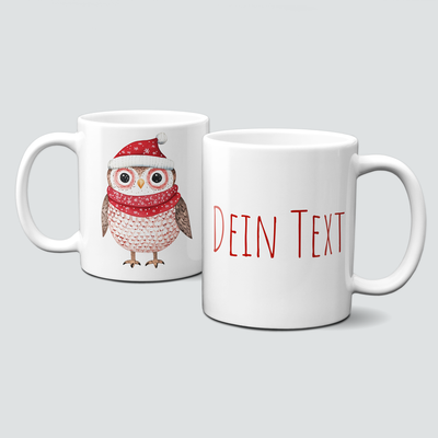oh-cuptastic Tasse,  Weihnachten-Eule-Mütze,Schal &amp; Pullover-Tiermotiv-Personalisierbar