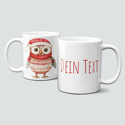 oh-cuptastic Tasse, Weihnachten-Eule-Mütze,Schal & Pullover-Tiermotiv-Personalisierbar oh-cuptastic Tasse, Weihnachten-Eule-Mütze,Schal & Pullover-Tiermotiv-Personalisierbar